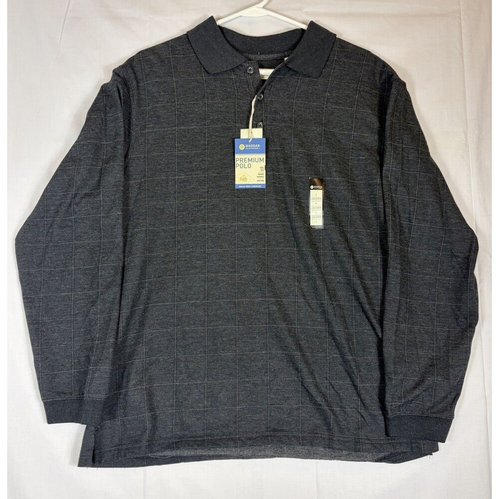 Haggar Polo Shirt L/S Premium Black Men’s Large NWT
